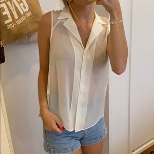 Sheer White Button Up Blouse
